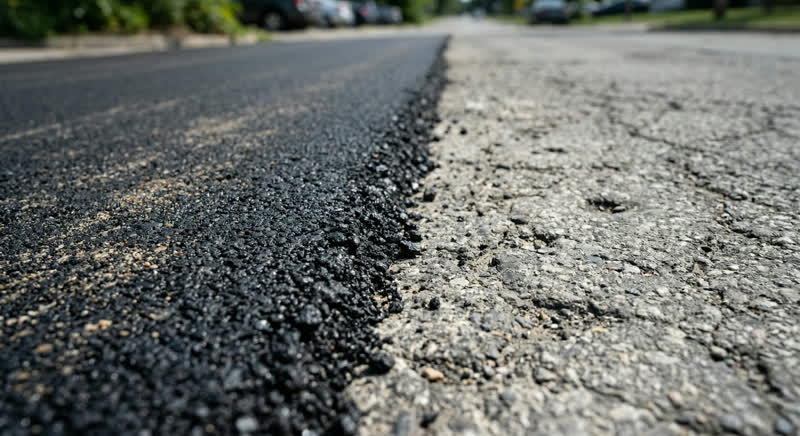 Fresh asphalt patch repairing a pothole in Medford, Oregon — Neill Sealcoating